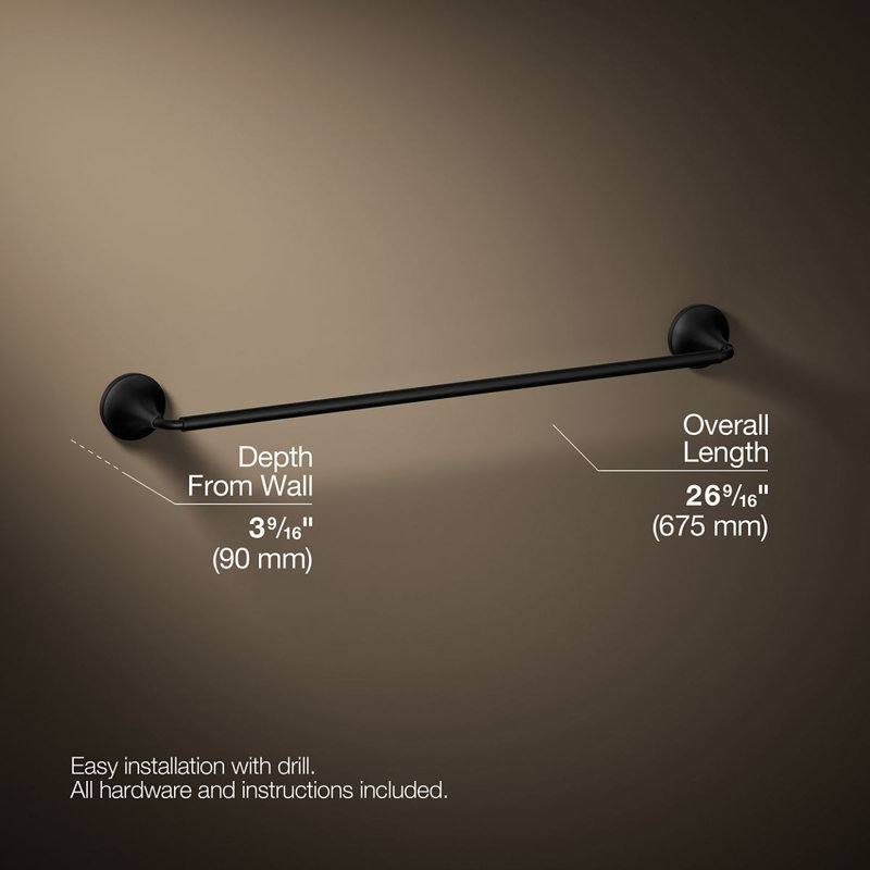 Tone Towel Bar, Matte Black, 24"W