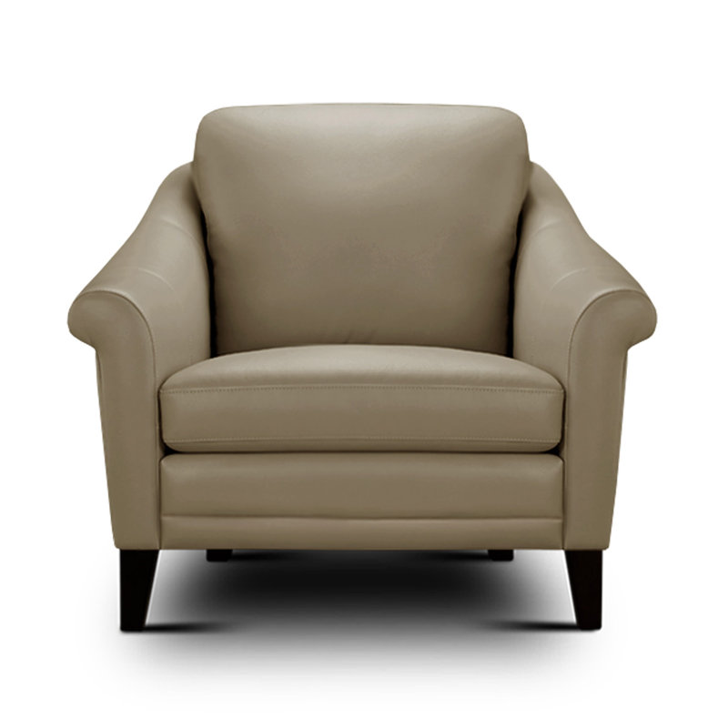 Odine Armchair, Beige Genuine Leather