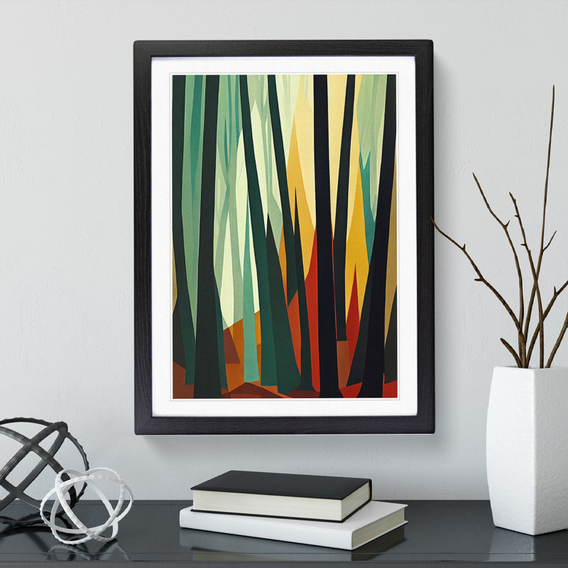 Forest Contemporary No.2 Abstract - Wall Art, 34cm H x 25cm W x 2cm D, Black Framed