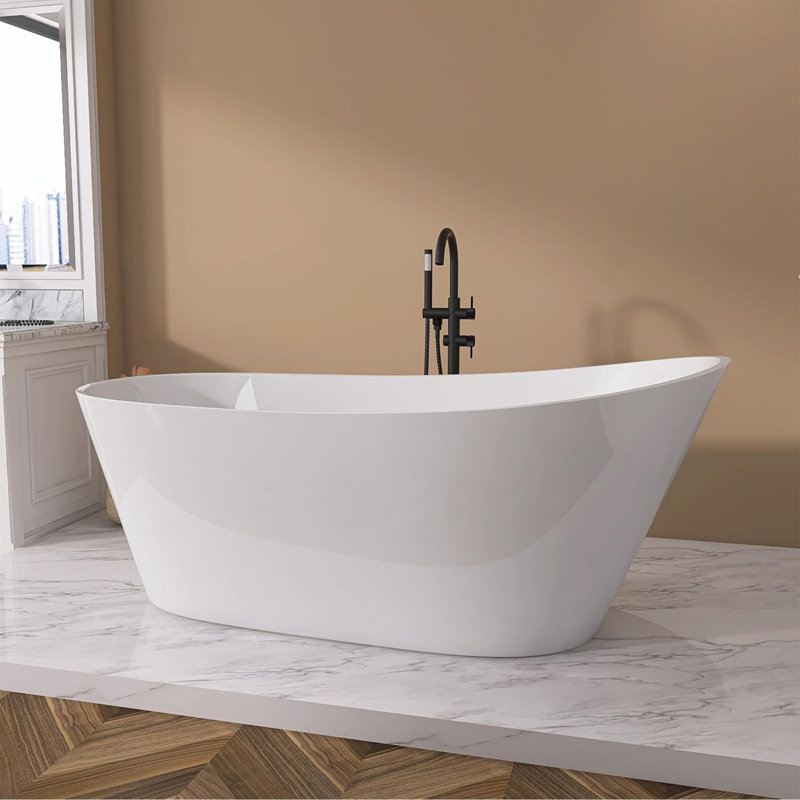 67'' Acrylic Freestanding Bathtub,Deep Soaking Bathtub