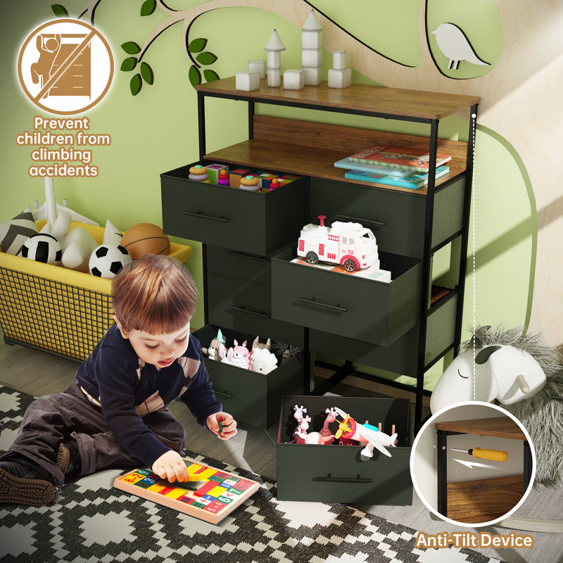 Aneisa 107cm W Chest of Drawers, Brown/Black
