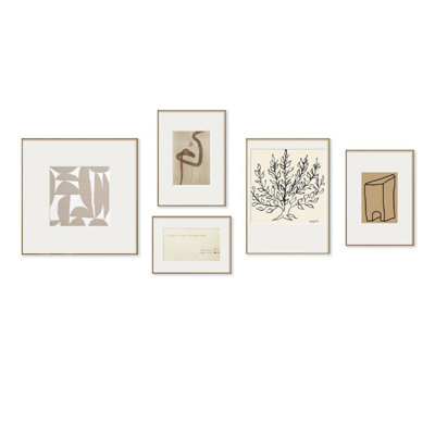 Cinq peintures combinées minimalistes pour la décoration murale du canapé du salon