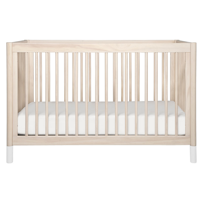 Washed Natural and White Pine 4-in-1 Convertible Toddler Crib