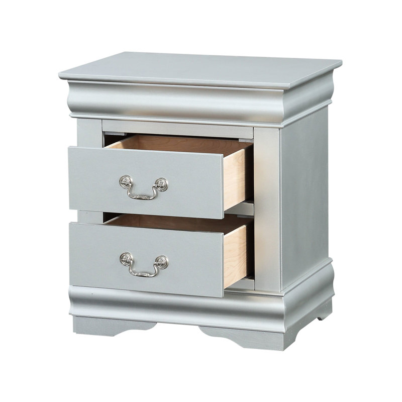 Table de chevet 2 avec finition platine élégante - Article de décoration de chambre à coucher avec solution de rangement