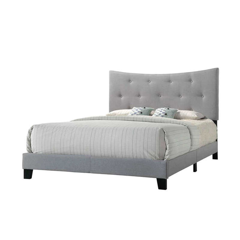 Grey Queen Bed with Tufted Headboard