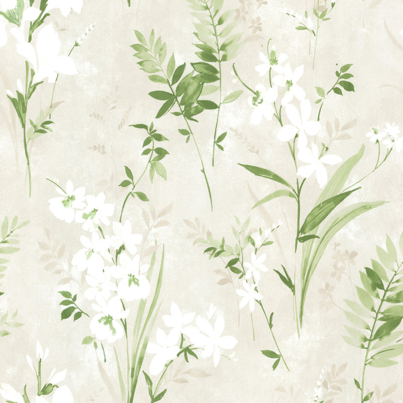 Rouleau de papier peint aquarelle L 33 pi x l 20 po, 33 pi x 20 po, Vert