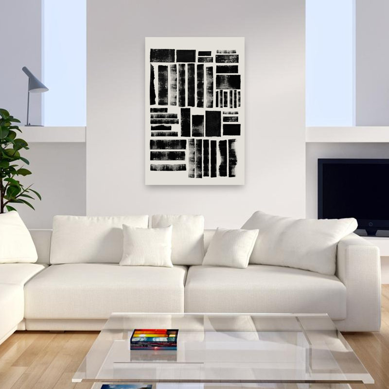 Impression d'art mural abstrait géométrique contemporain à blocs monochromes, 48" H x 32" W