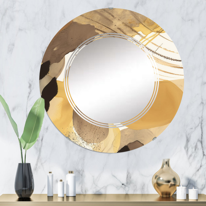 Azami - Miroir mural moderne rond, 32 po x 32 po