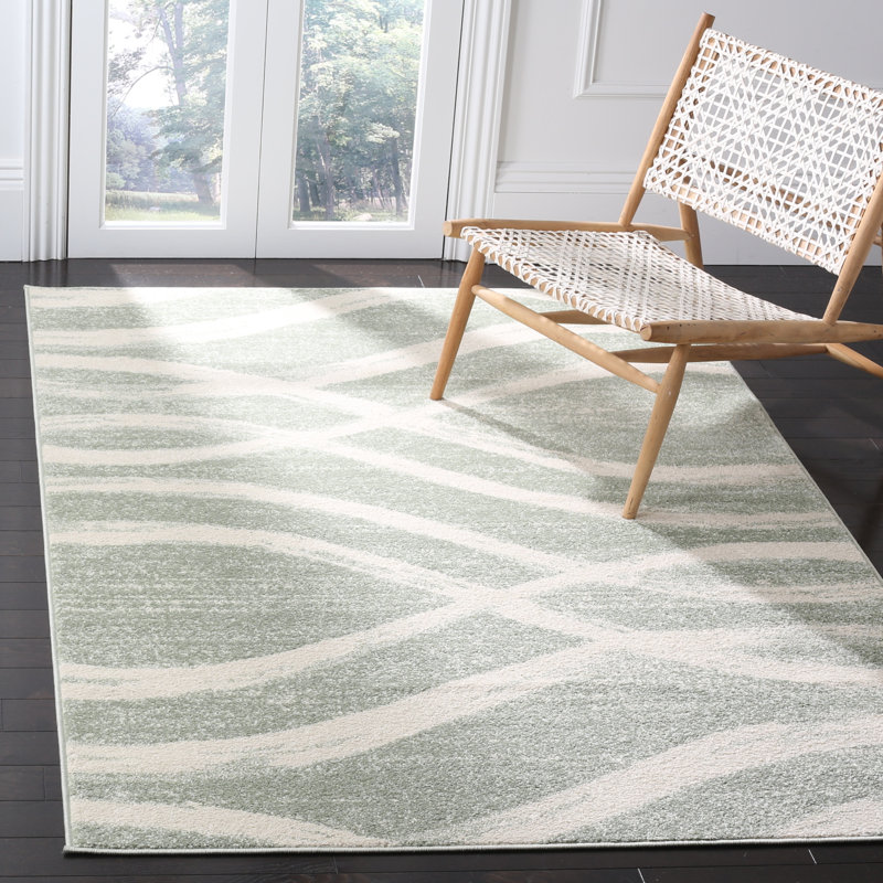 Tapis performance abstrait Shelva, Sage/Cream, Rectangle 2 pi 6 po x 4 pi