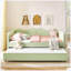Lit de jour double en vichy avec gigogne gigogne et poche de rangement, structure en bois massif, cyan-679049821-679049822