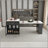 80-Inch Expandable Kitchen Island With Dining Table, Marble-Grain Countertop With Power Outlet, Mobile Storage Cart With Cabinet & 2 Drawers, Kitchen Prep Table (Black)-2017189707