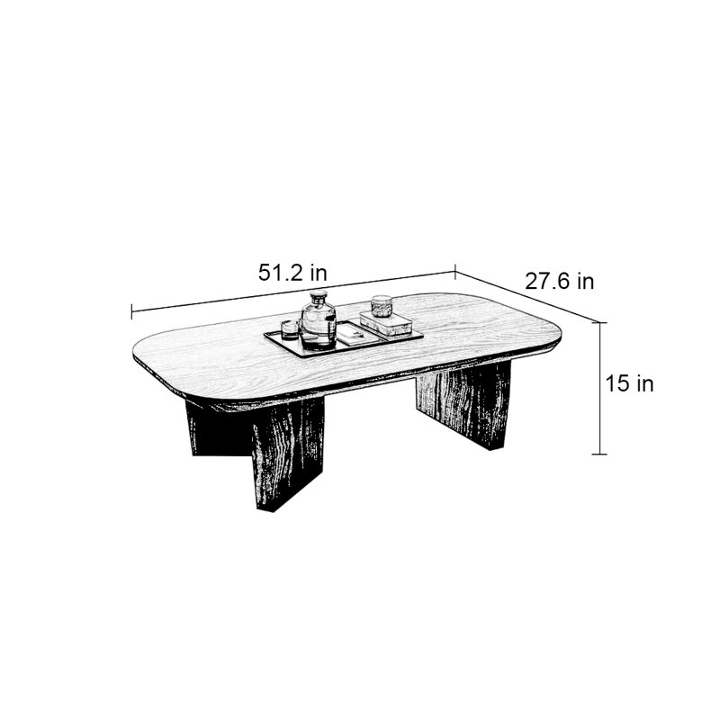 Table basse de coin antique, Burlywood, H 15 po x L 51,2 po x l 27,6 po
