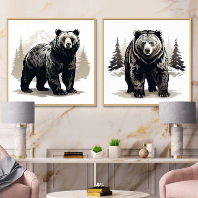 Ensemble de salon Curious Bear Winter Forest I - Bear Wall Art