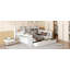 Lit de jour double en bois avec 3 tiroirs, ports USB et bureau, blanc