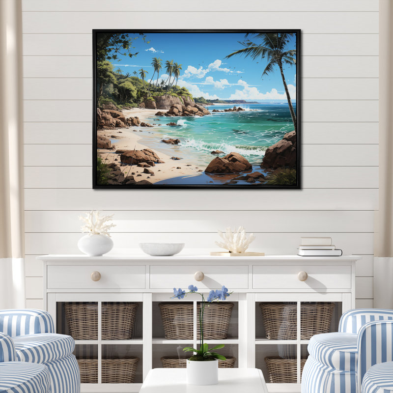 «Allea Beach Tropical Paradise II», reproduction sur toile, H 34 po x l 44 po x P 1,5 po, Cadre flottant noir