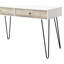 Bureau d'écriture en chêne taupe avec 2 tiroirs de rangement et garniture en métal