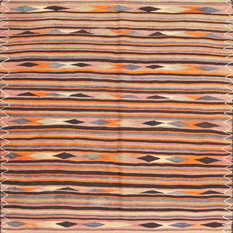 Tapis rose/orange/bleu contemporaine, Carré 6 pi