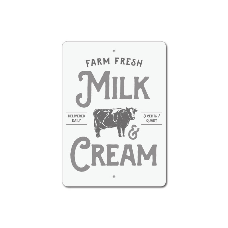 Lait et crème, H 14 po x l 10 po x P 0,04 po