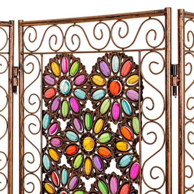 Avikal 120cm W x 172cm H 3 - Panel Metal Folding Room Divider