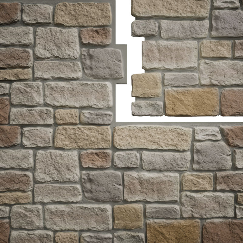 Charleston Faux Stone Panel in Multicolor Composite