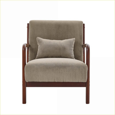 Solid Wooden Accent Lounge Chair Seating, Upholstered Leisure Chair for Adults, Living Room Bedroom Seating, Multiple Color Options