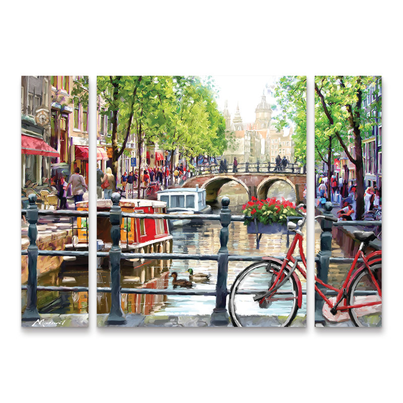 The Macneil Studio «Amsterdam Landscape», ensemble de 3 panneaux d'art, H 30 po x l 41 po x P 2 po