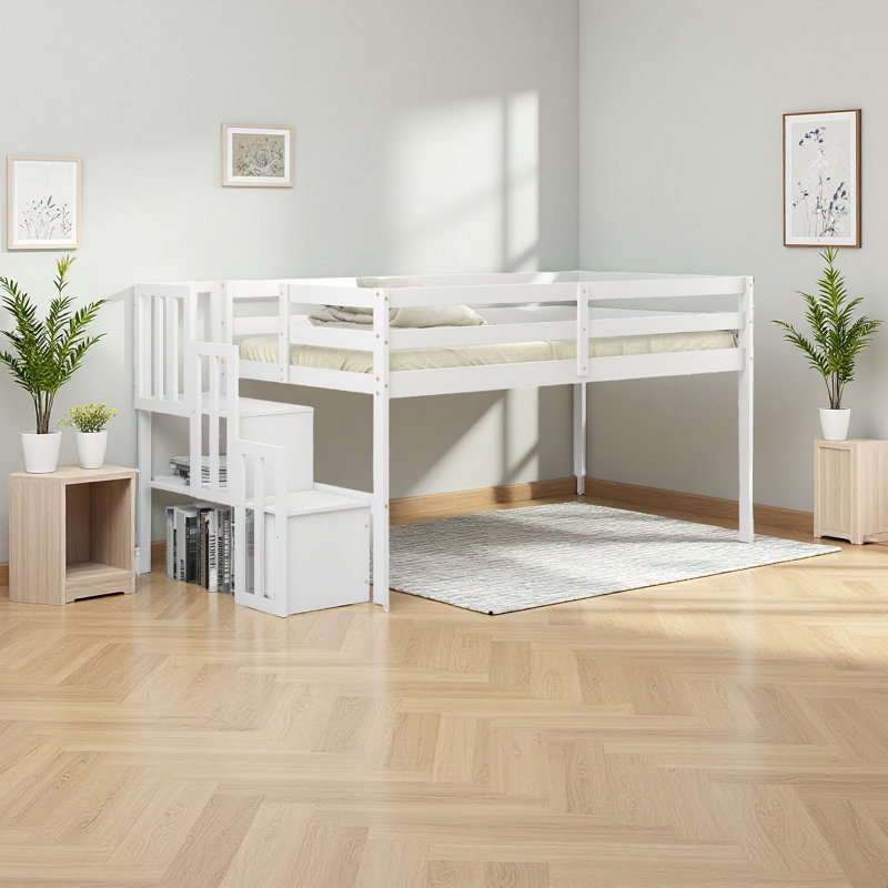 Lit mezzanine avec escalier, White