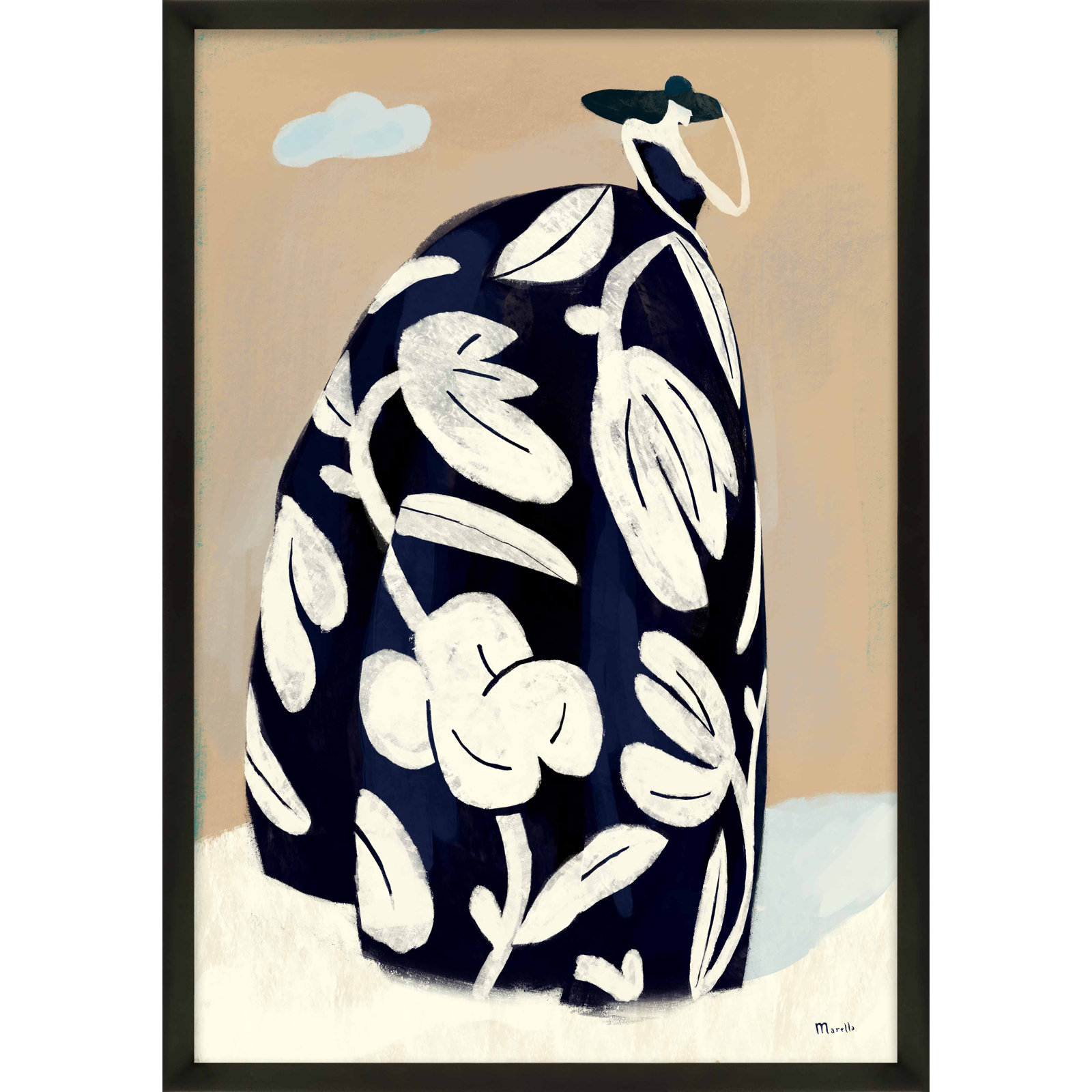 Black Dress by Marco Marella For Studio M, Black Paper Framed, 30" H x 21" W x 1.25" D