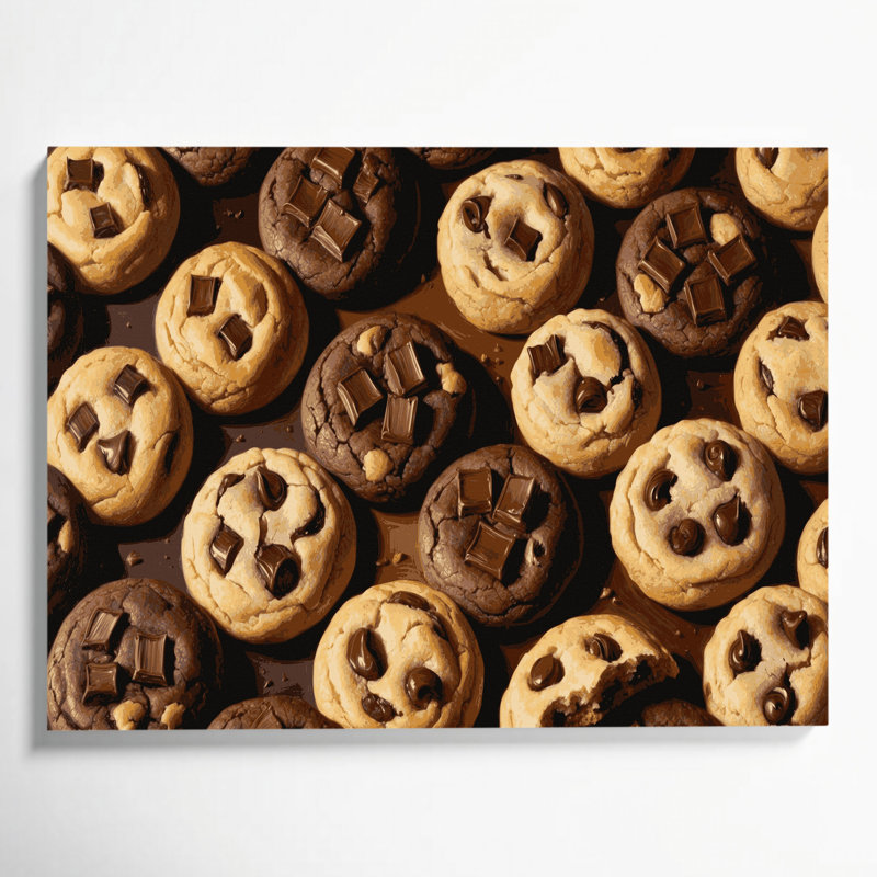 Desserts, pépites de chocolat, art mural sur toile brune, H 11 po x l 14 po