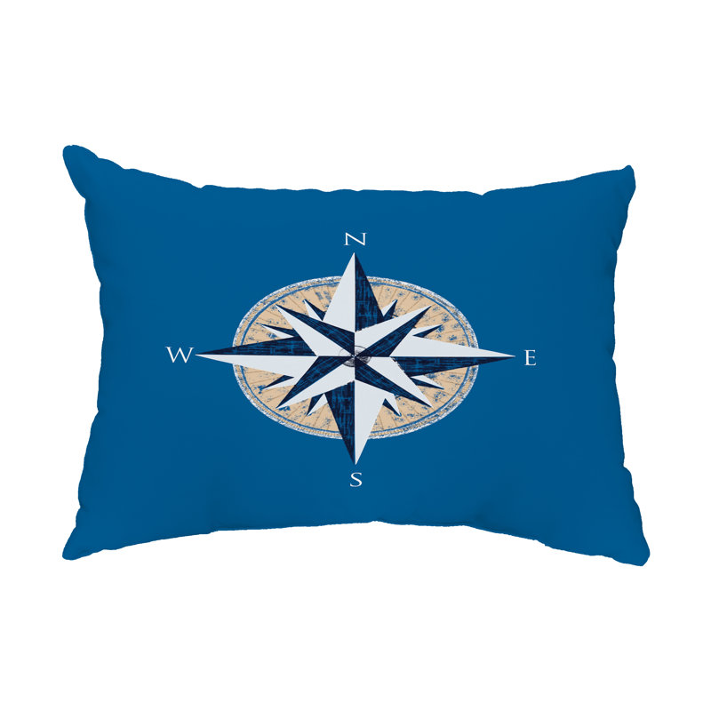 Compass Outdoor Reversible Throw Pillow, Blue
