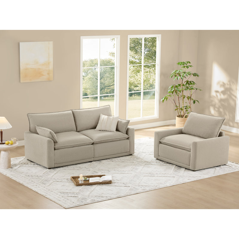 Ensemble de salon modulaire surdimensionné 2 pièces Elysian Cloud, Taupe