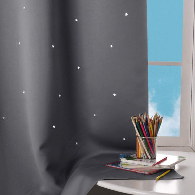 Star Cutout Curtains for Kids' Bedroom, Room Darkening Cute Window Decorative Blackout Curtain Sold as 2 Panels