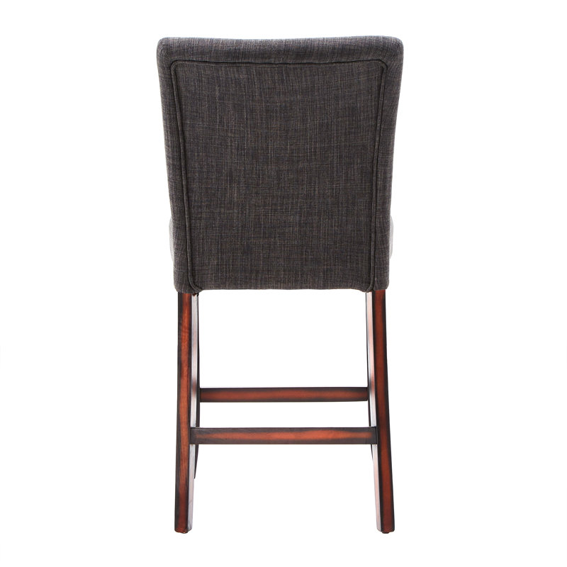 Lancaster Upholstered Counter Stool with Solid Wood Frame, Dark Gray