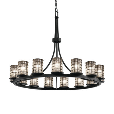 Lustre 15 lumières en verre fils dakota
