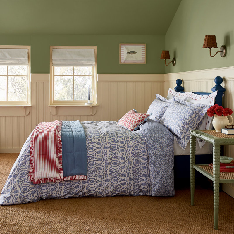 Wandering Indienne Cotton Percale Duvet Cover Set, Double Duvet Cover + 2 Pillowcases