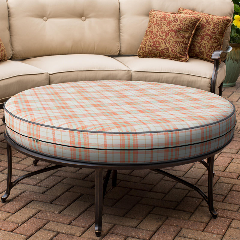 Decorative Indoor Outdoor Waterproof Round Cushion Cover, Patio Bar Stool UV Resistant Seat Cover, 5'' H x 16'' W