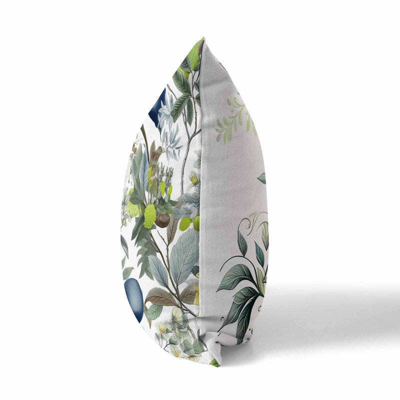 Coussin Orchid Whisper, Bleu / blanc / vert floral, H 16 po x l 16 po