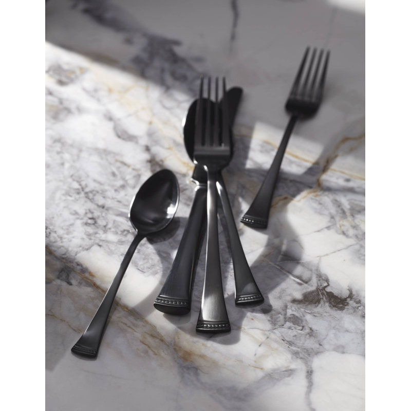 Portola Satin Black 20-Piece Flatware Set