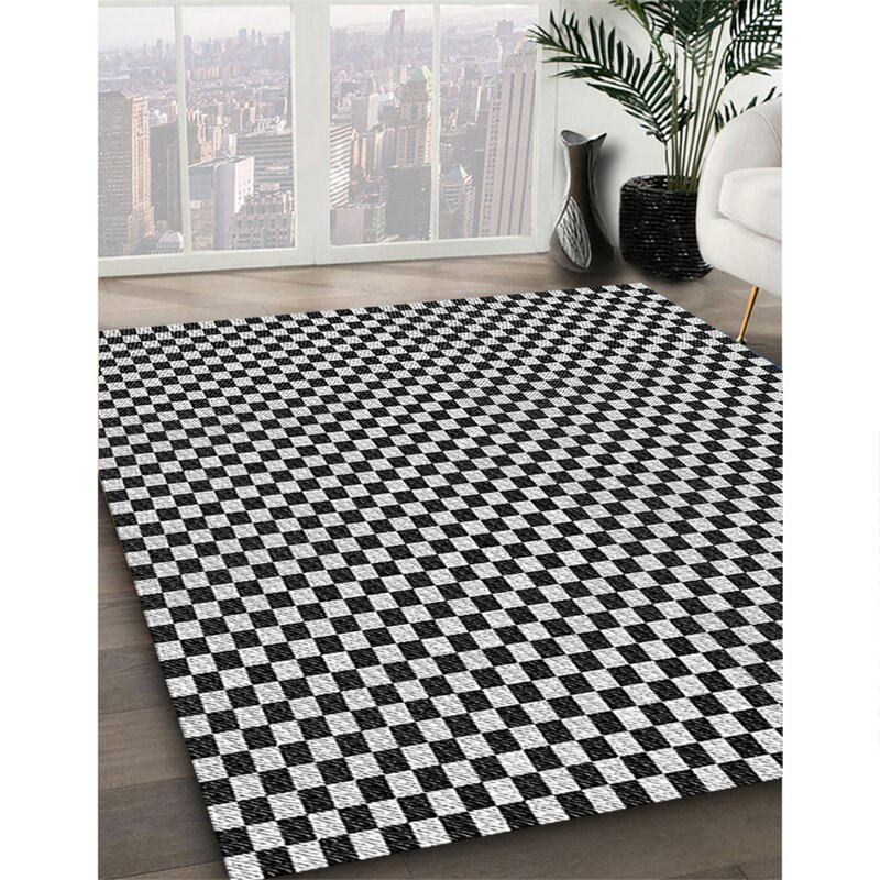Tapis gris tissé à la machine, Carré 5 pi