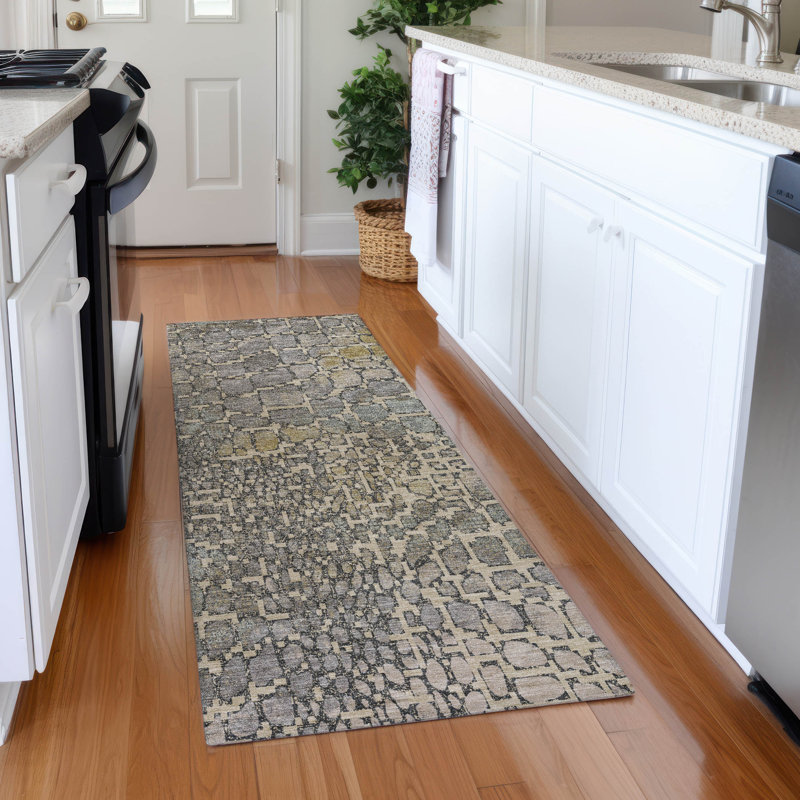 Tapis intérieur / extérieur lavable à la machine Chayden ACN988, Tapis de couloir 2 pi 3 po x 7 pi 6 po