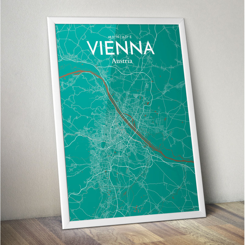 Vienna City Map - No Frame Print, 61cm H x 45.7cm W x 0.13cm D