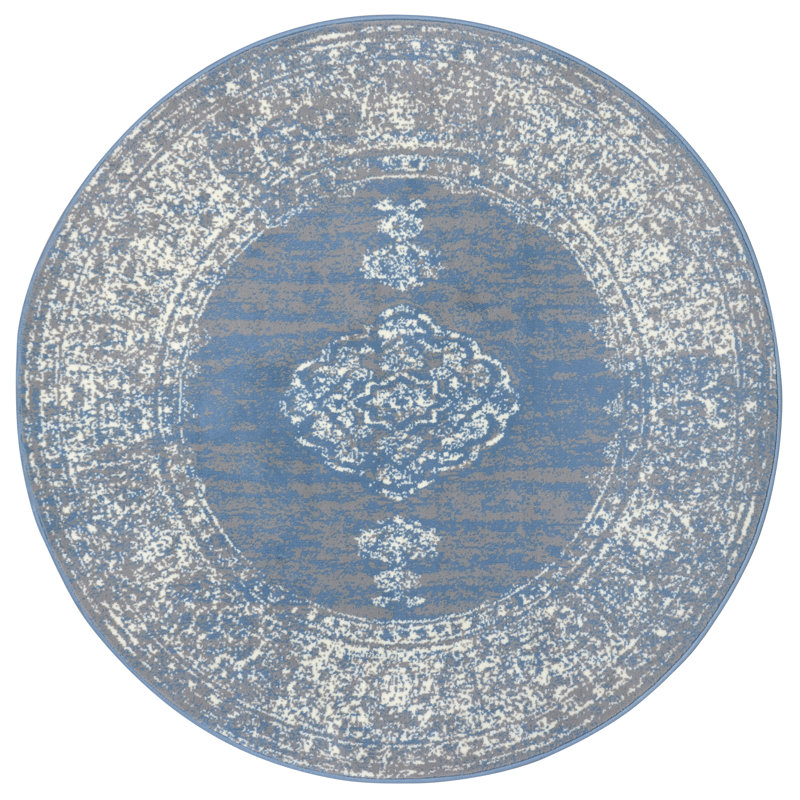 Mridional Sky Blue Rug, Round 160cm