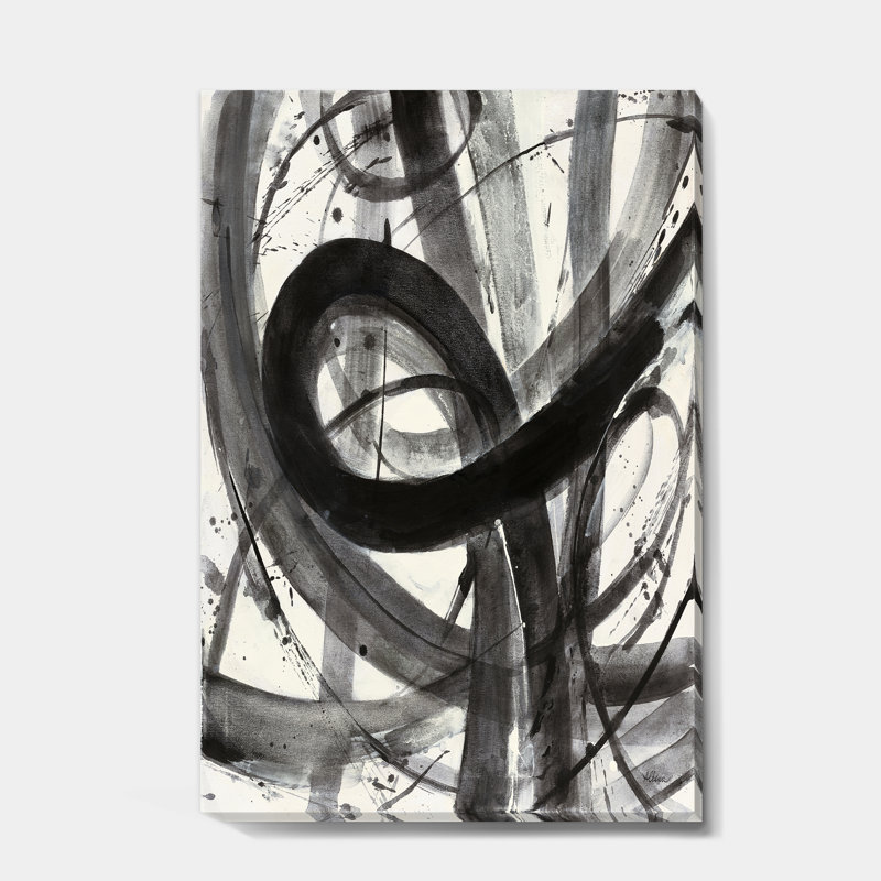 Abstrait noir et blanc sur toile, minimaliste, H 32 po x l 24 po x P 1 po