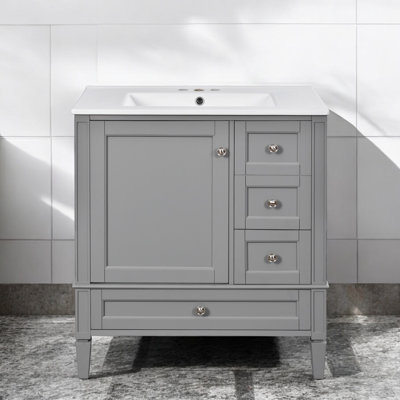 Meuble-lavabo simple autoportant de 30 po avec plateau en céramique, assemblage requis