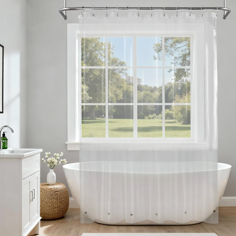 Doublure de rideau de douche simple imperméable en PEVA de couleur unie - Basics by Wayfair ™, Clair