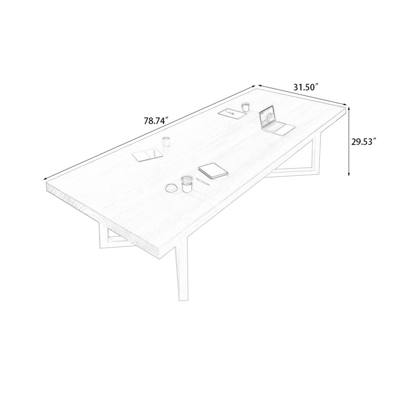 Table de conférence Burlywood, H 29,53 po x L 78,74 po x l 31,5 po