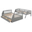 Lit superposé simple au-dessus d'un lit double avec escalier et tiroirs de rangement intégrés-2136261079