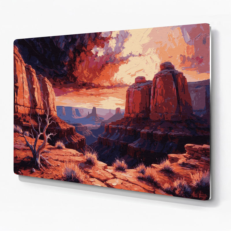 Art mural en métal rouge du sud-ouest des paysages du sud-ouest de Canyonlands 140, 144" H x 216" W x 0.05" D