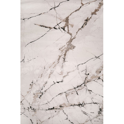 Ruby White Marble Beige Vein Abstract Modern Turkish Area Rug
