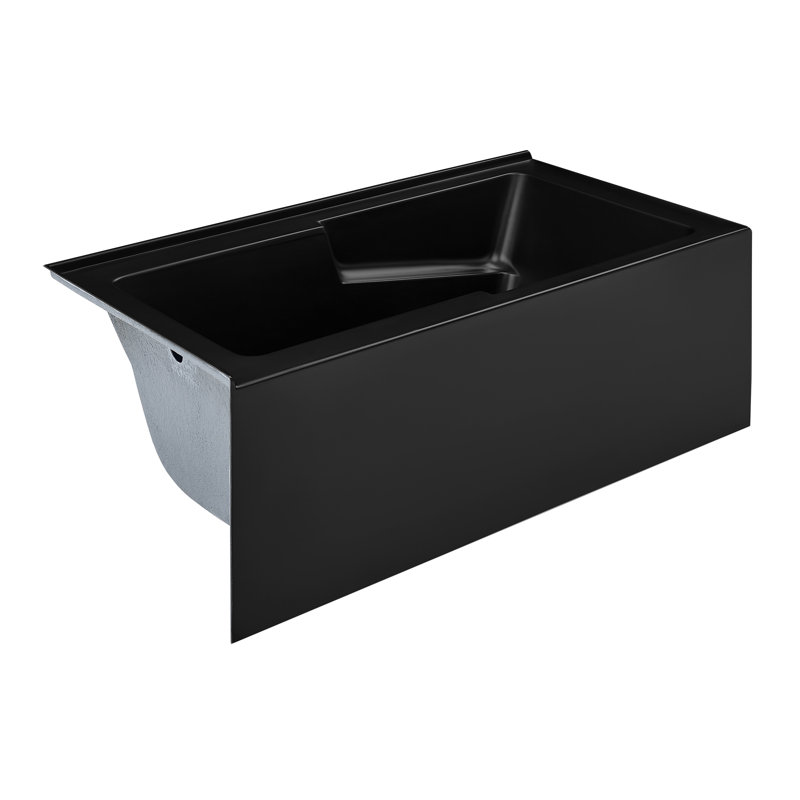 Baignoire de coin Claire, Noir mat, Gauche